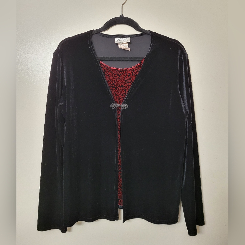 Whimsigoth 90s Kathie Lee Velvet Long Sleeve Blouse